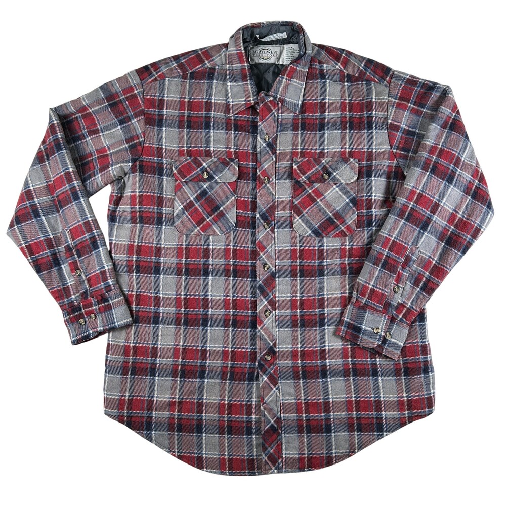 Vintage Northwest Territory Shirt Jacket Mens XL Plaid Quilted Flannel Outdoor
